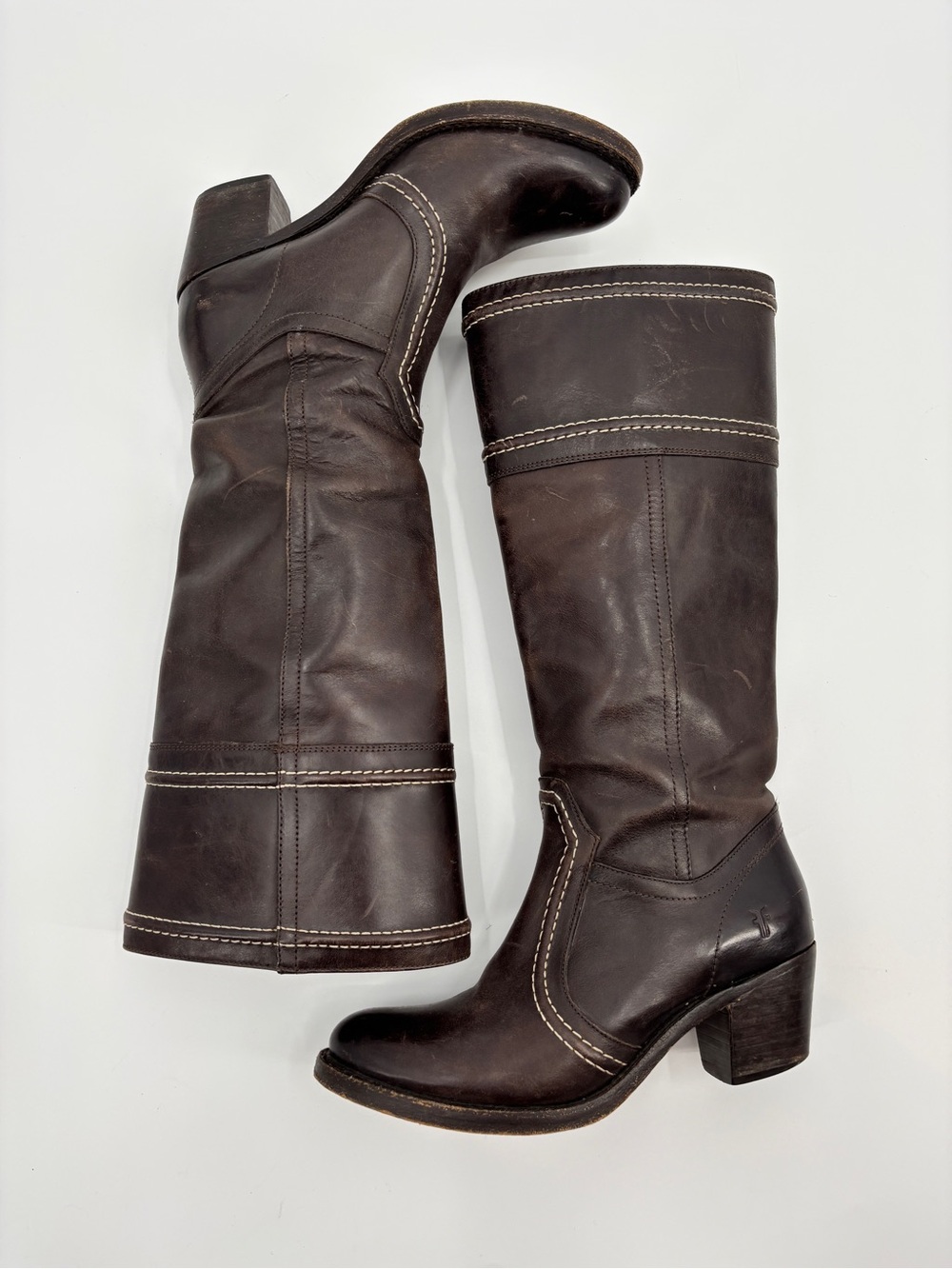 Frye Jane Brown Leather Calf Boots 77231 - Picture 2 of 16